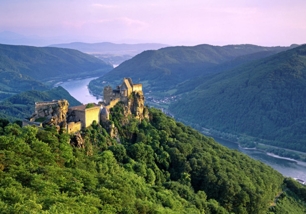     View of the Ruin of Aggstein in the Wachau Valley 