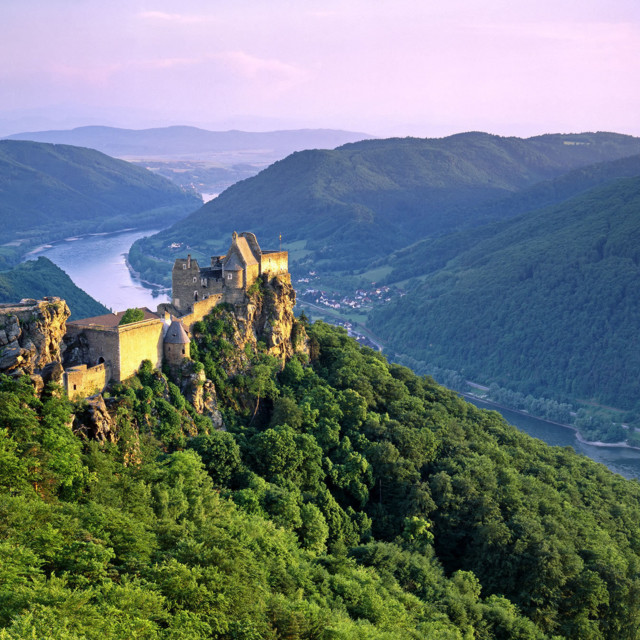     View of the Ruin of Aggstein in the Wachau Valley 