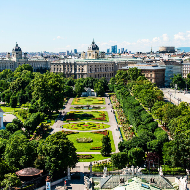     A great view of the Vienna Volksgarten, a public garden 