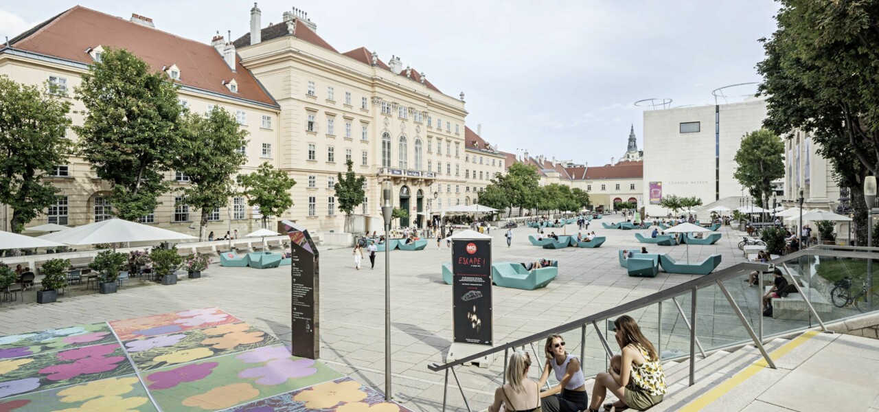 Restaurants in the MuseumQuartier in Vienna, Austria