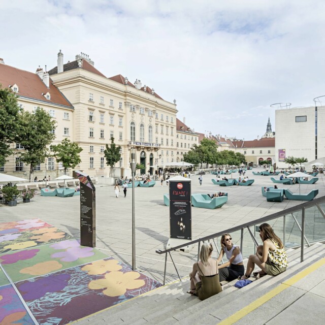 Restaurants in the MuseumQuartier in Vienna, Austria