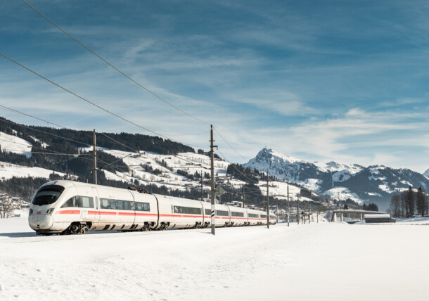     "Deutsche Bahn" in the winter landscape 